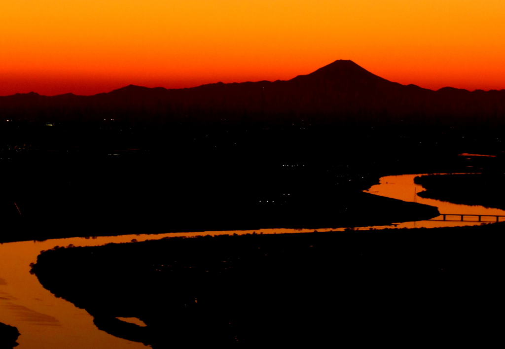 夕方の富士山