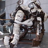 An artistic elephant made of the junk.