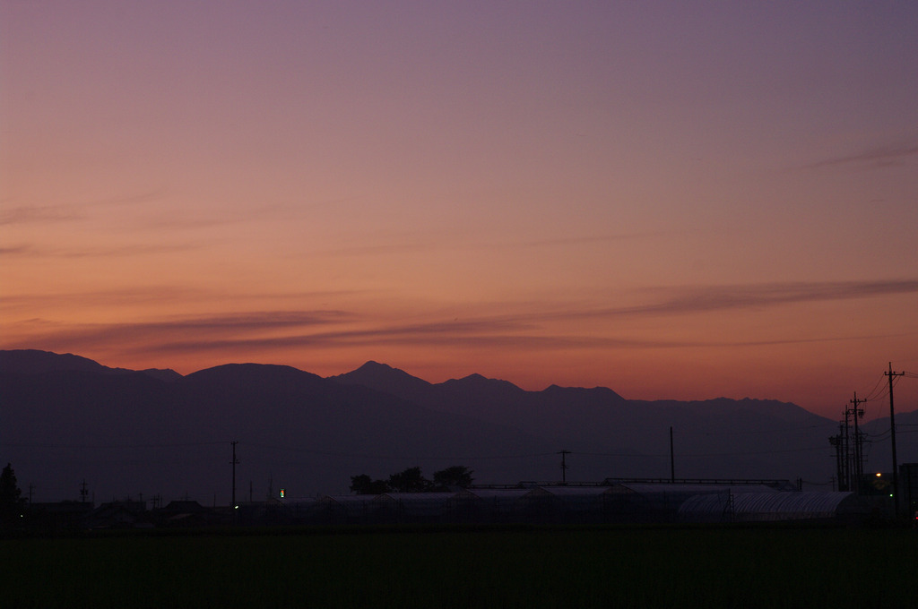 常念岳のシルエット