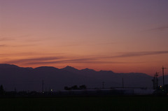 常念岳のシルエット