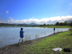 小6・夏休み・釣り・青空・友達