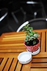 カフェテーブルの上