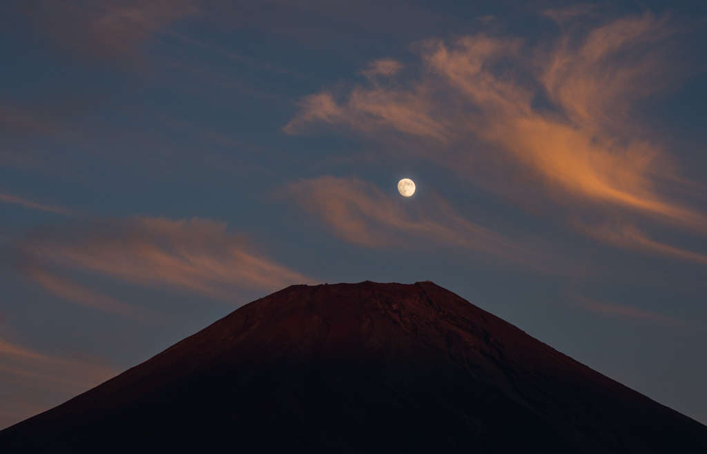 焼雲と富士