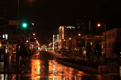 雨の小樽市内