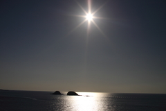 角島大橋から望む夕日