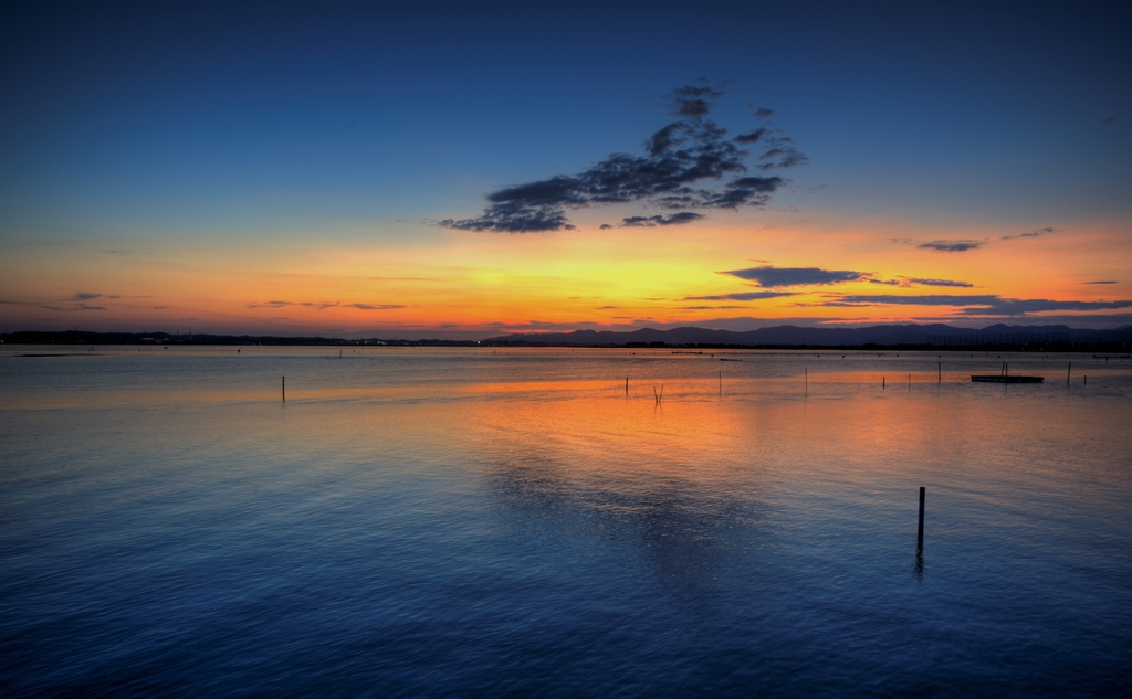 浜名湖の夕暮れ