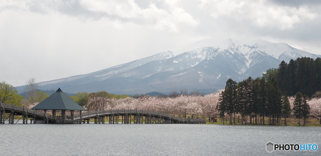富士見湖と岩木山②(公園閉鎖中)