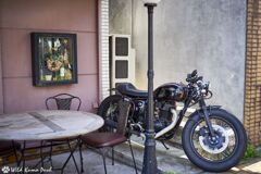 A Motor Cycle by the Italian Restaurant