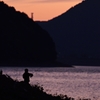 入鹿池で釣りキチさんと夕焼