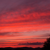 With the setting sun.
