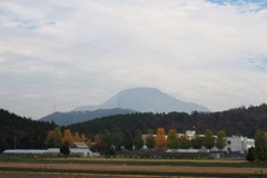 後方に伊吹山