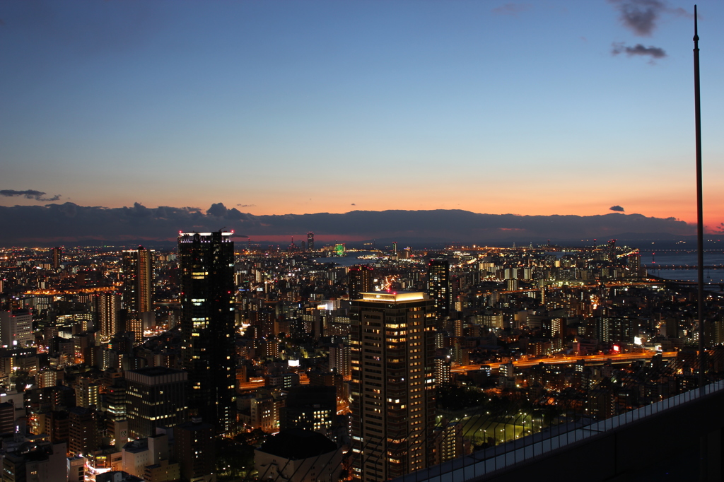 淀川に陽沈み