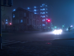 霧の夜を歩く