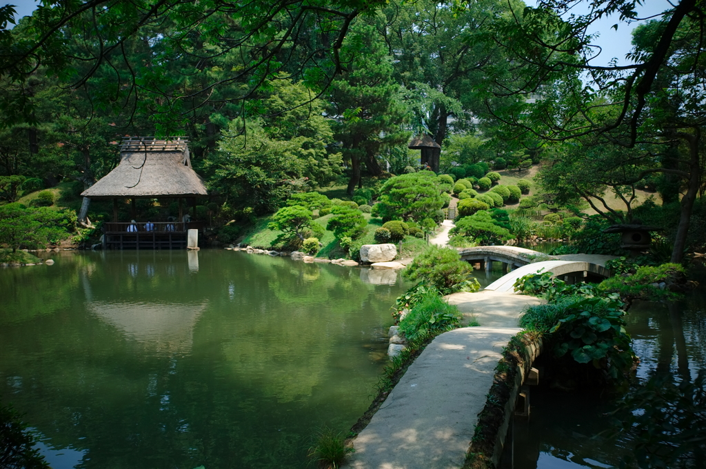 真夏の縮景園