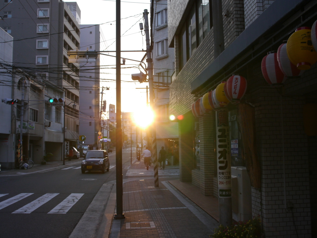 街の夕日