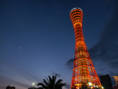 ポートタワーと月