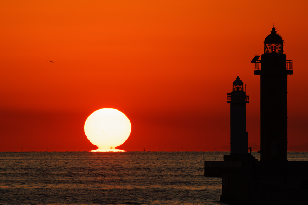 師走の達磨夕日