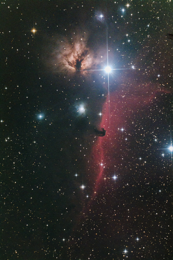 玄関ポーチで試写　《霧中に夢中で馬頭星雲》