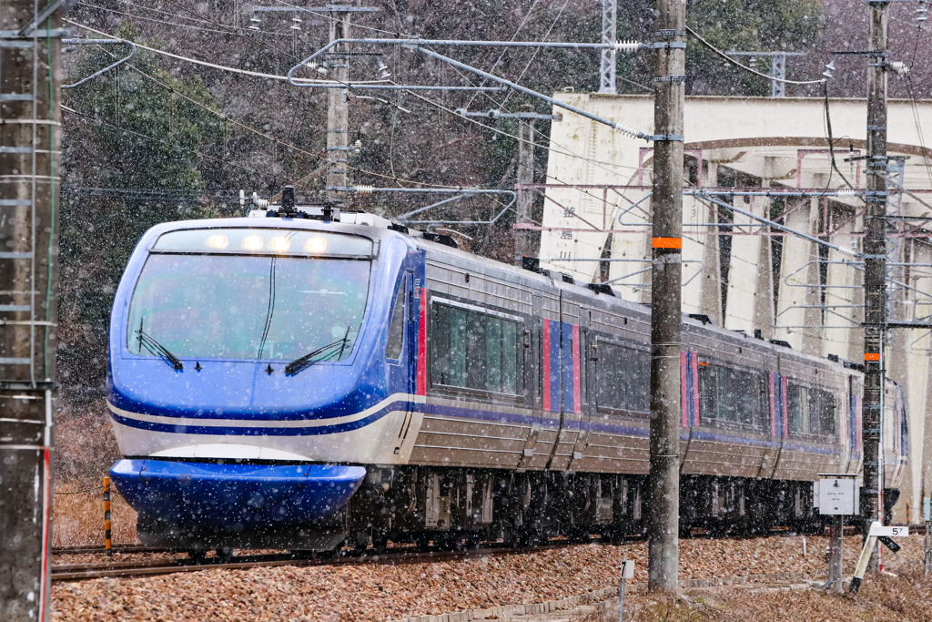 雪中のスーパーはくと