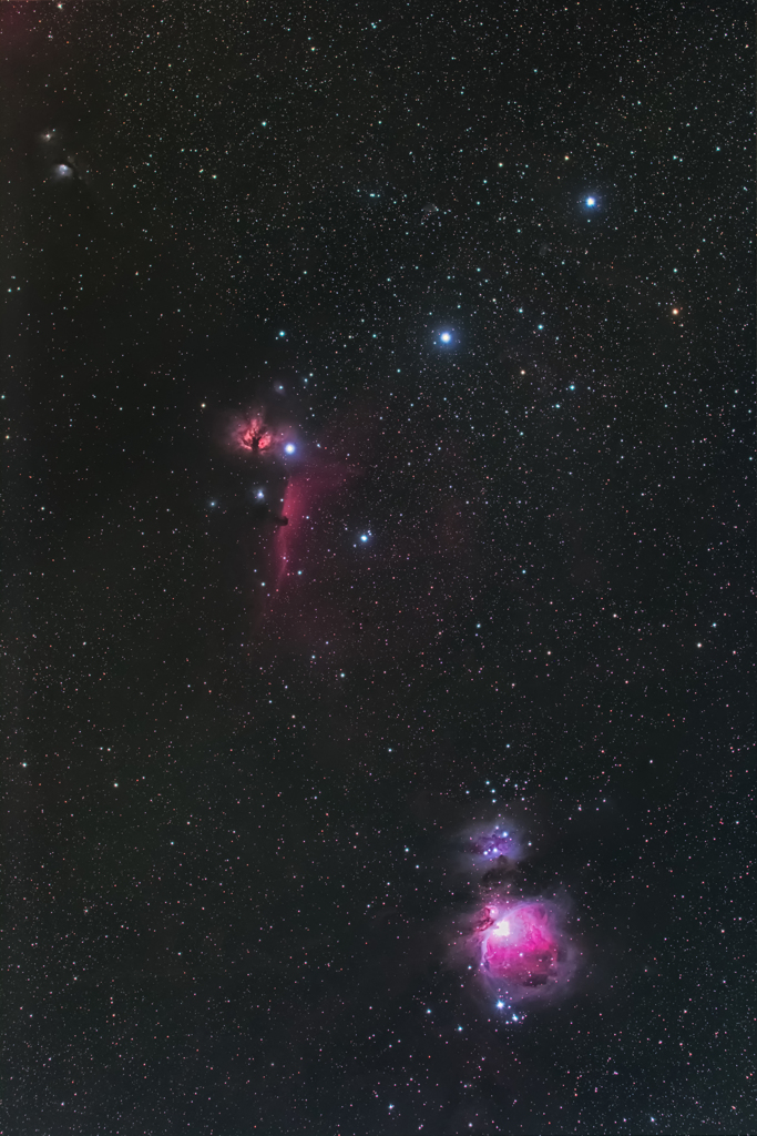 冬の夜空の三ツ星領域