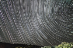 天の川と流れ星のグルグル