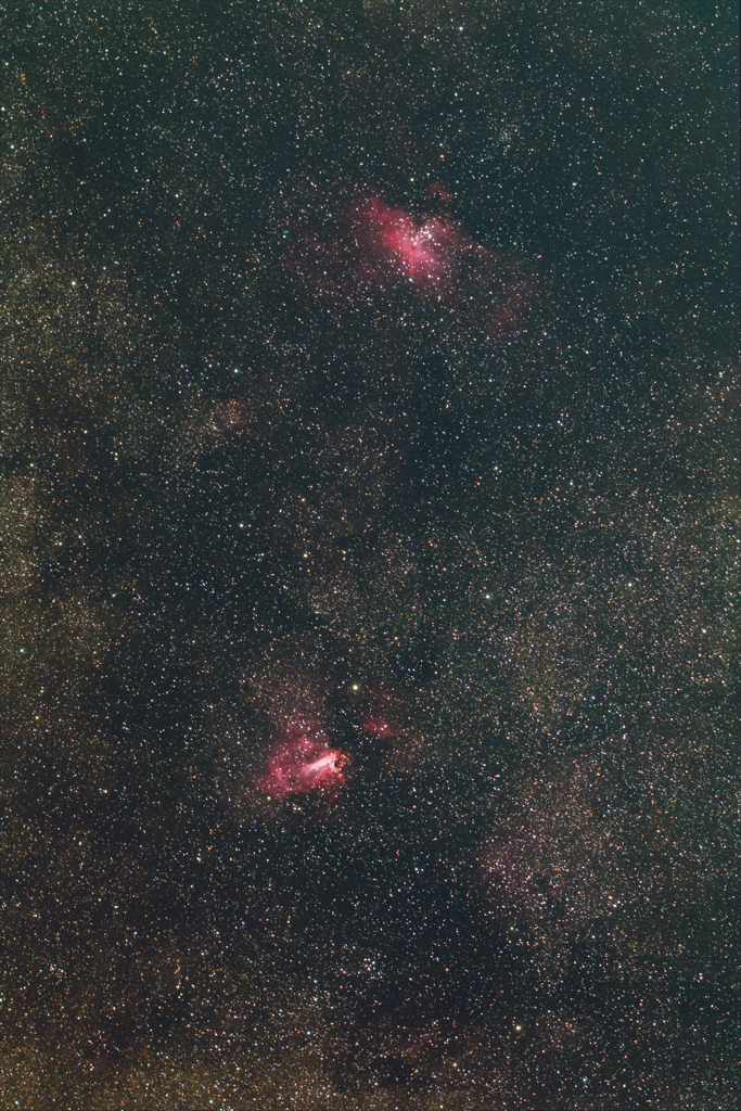 玄関ポーチで試写 《わし星雲＆オメガ星雲》