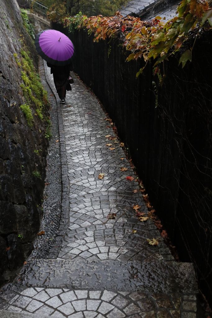 雨の坂道