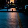 夕刻の歩道