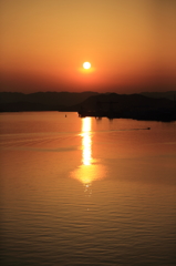 夕景の航跡