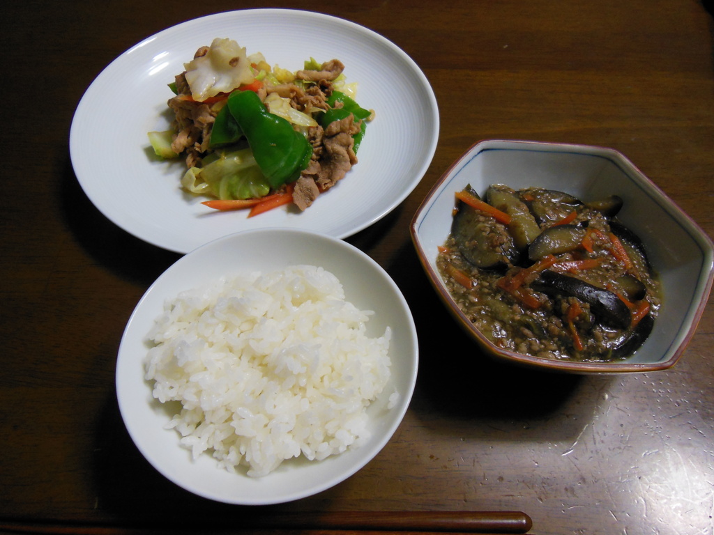 回鍋肉　麻婆茄子