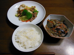 回鍋肉　麻婆茄子