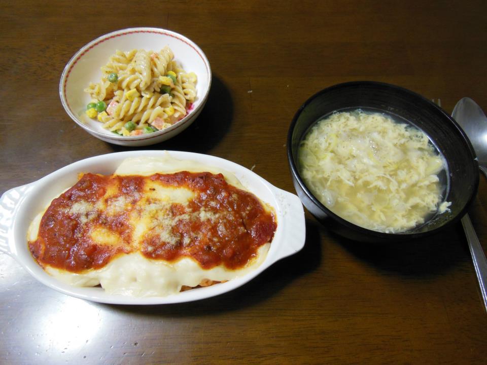 ドリア　マカロニサラダ　卵スープ