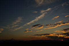 夕日と鳥海山