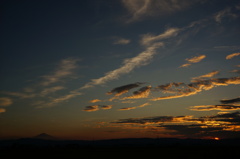 夕日と鳥海山