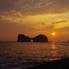 白浜　円月島の夕日②