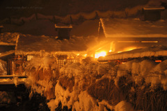 steam rising from a hot spring...