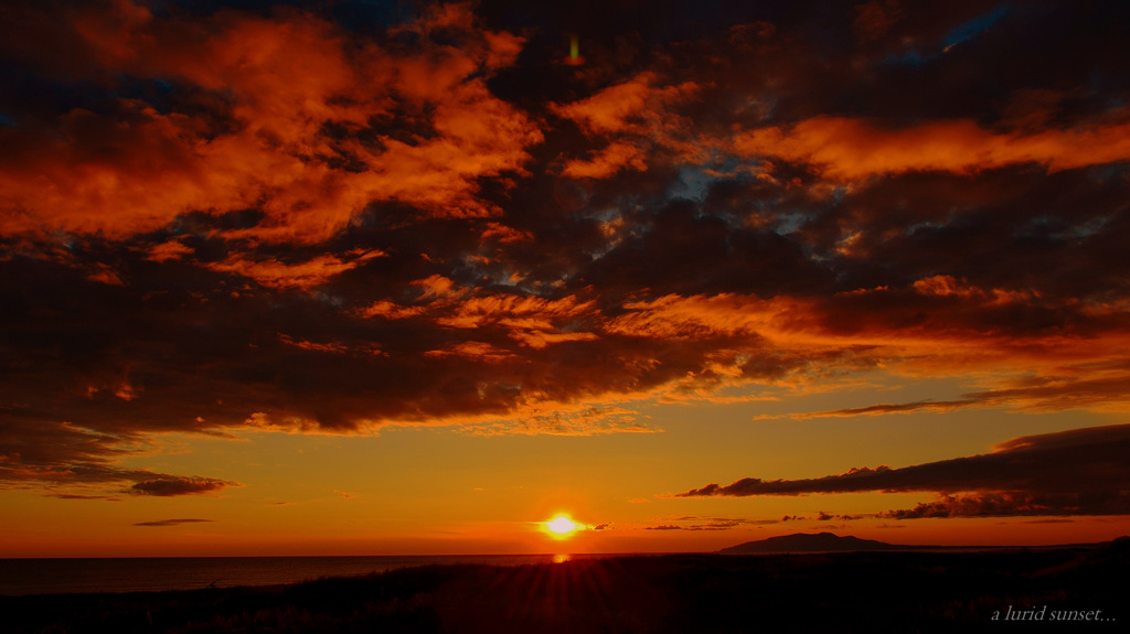 a lurid sunset...