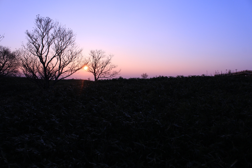 知床五湖の夕陽