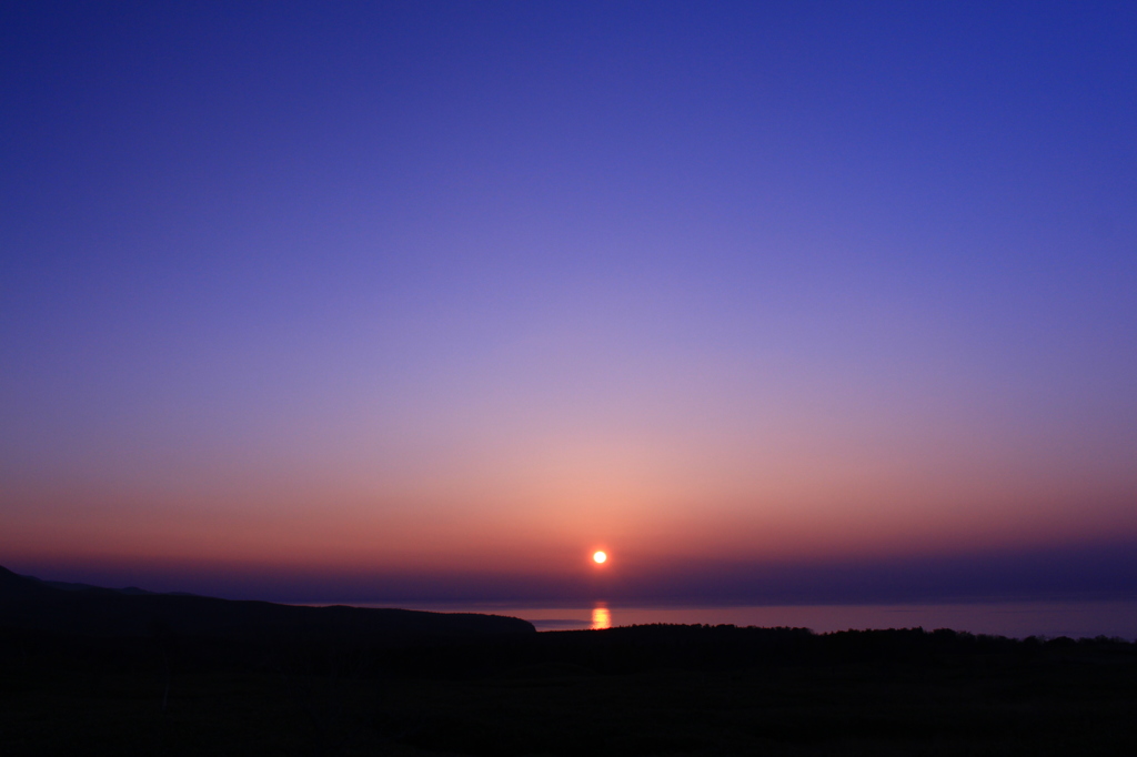 知床五湖からの夕陽