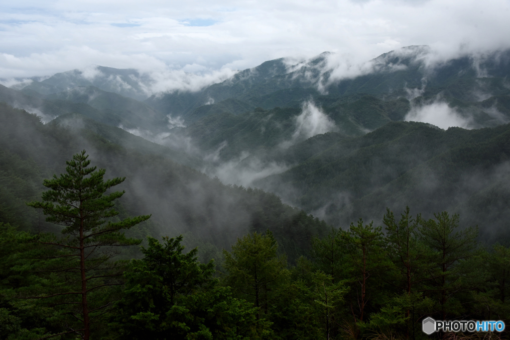 煙る奥山