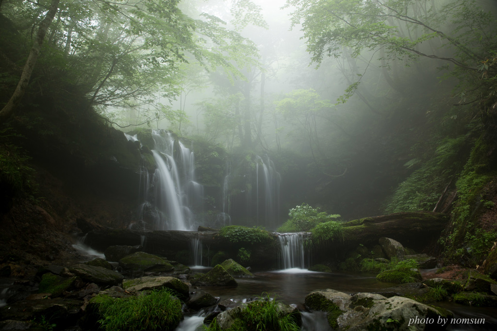 misty waterfall