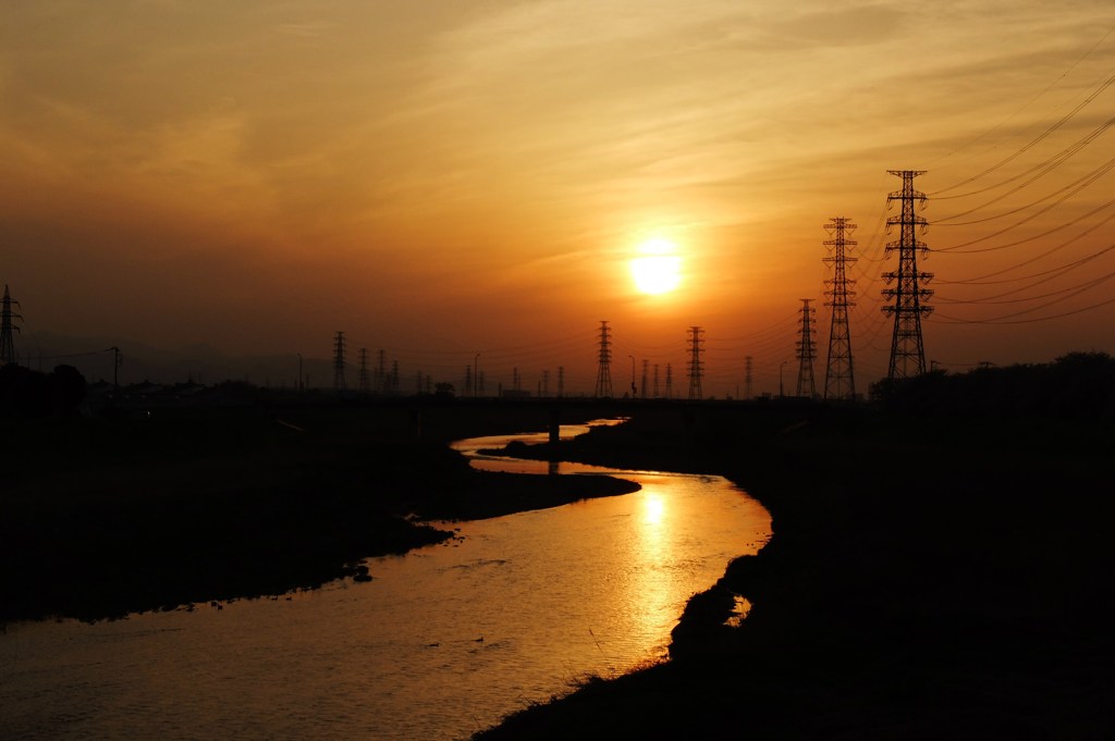 春の夕景
