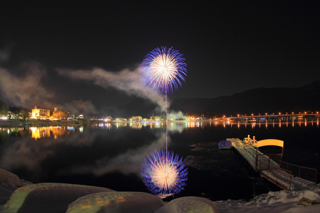 河口湖冬花火 2013