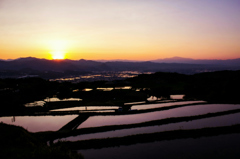 田園と夕景