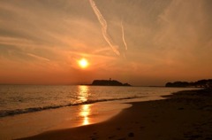 七里ヶ浜　夕陽を追って・・・・