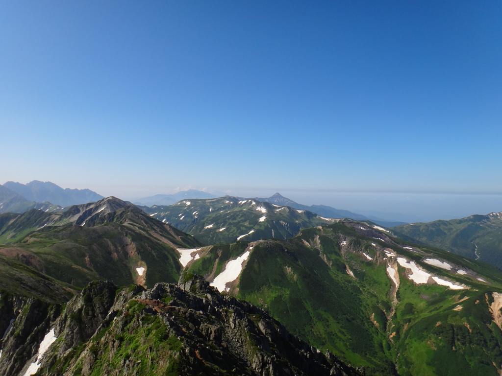 水晶岳からの鷲羽岳・笠ヶ岳