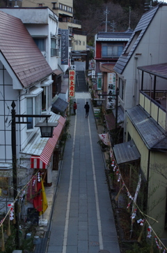 夕暮れの温泉街