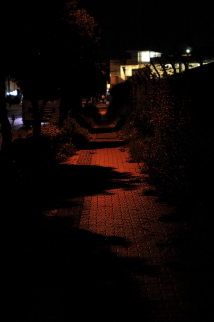 赤色灯のもと