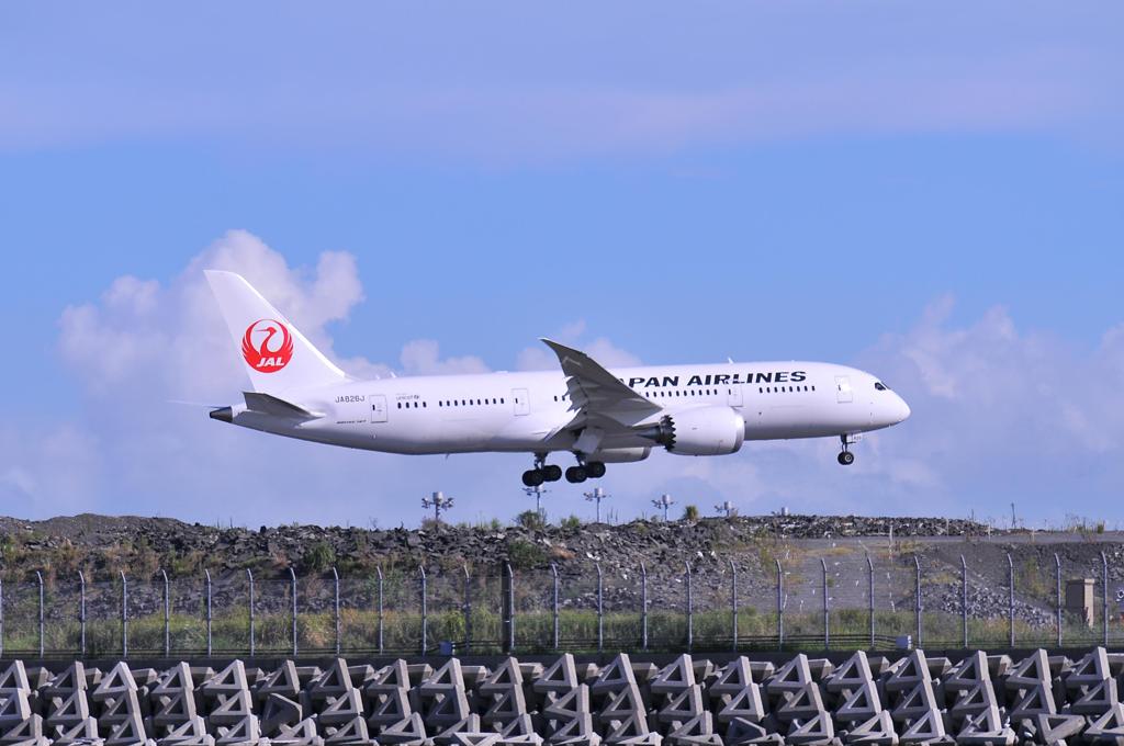 JAL B787 羽田空港B滑走路ランディング・・・
