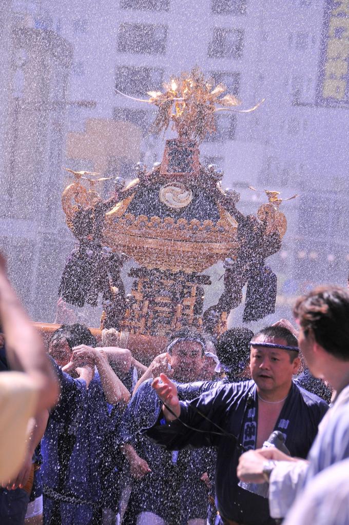 ずぶぬれになりながら担ぐ。。深川八幡祭り